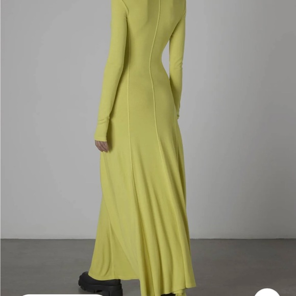 Rare Enza Costa Silk Paneled Flare Dress in Acid Lime - Picture 9 of 9